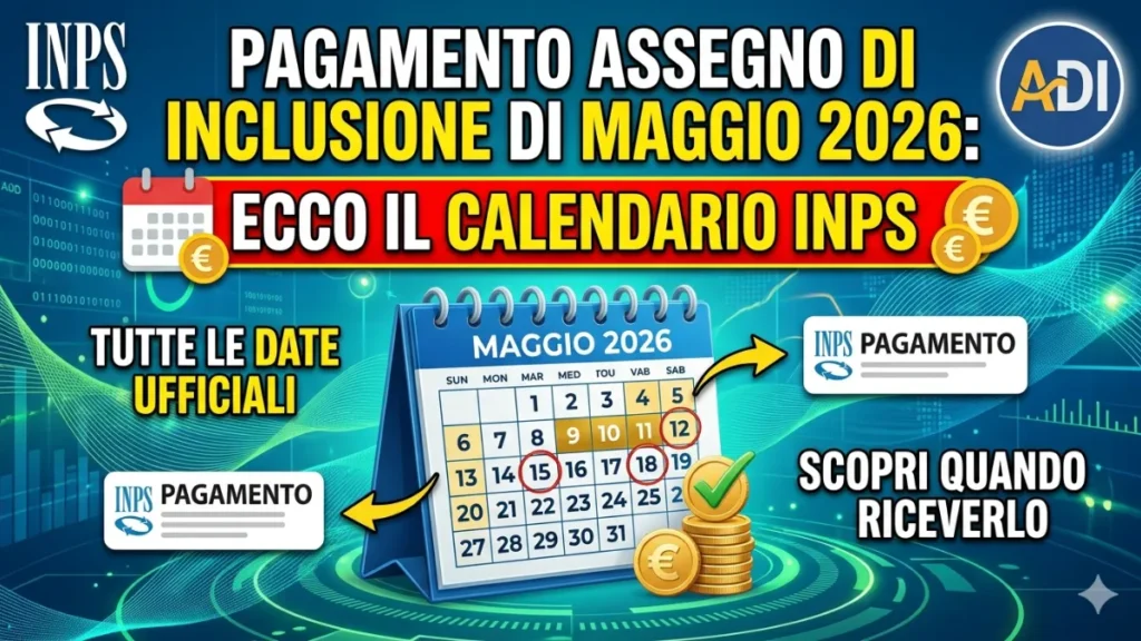 Pagamento Assegno di Inclusione di Maggio 2026: Ecco il calendario Inps