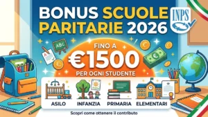 bonus scuole paritarie 2026 Inps: Fino a 1500 euro per ogni studente infanzia, primaria, asilo, elementari