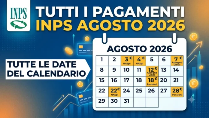 Tutti i Pagamenti INPS Agosto 2026: tutte le date del calendario Tutti i Pagamenti INPS Agosto 2026: tutte le date del calendario